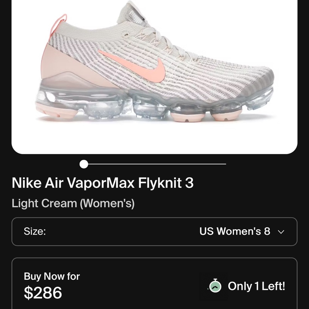 Nike Air VaporMax Flyknit 3 Light Pink and Cream Sneakers